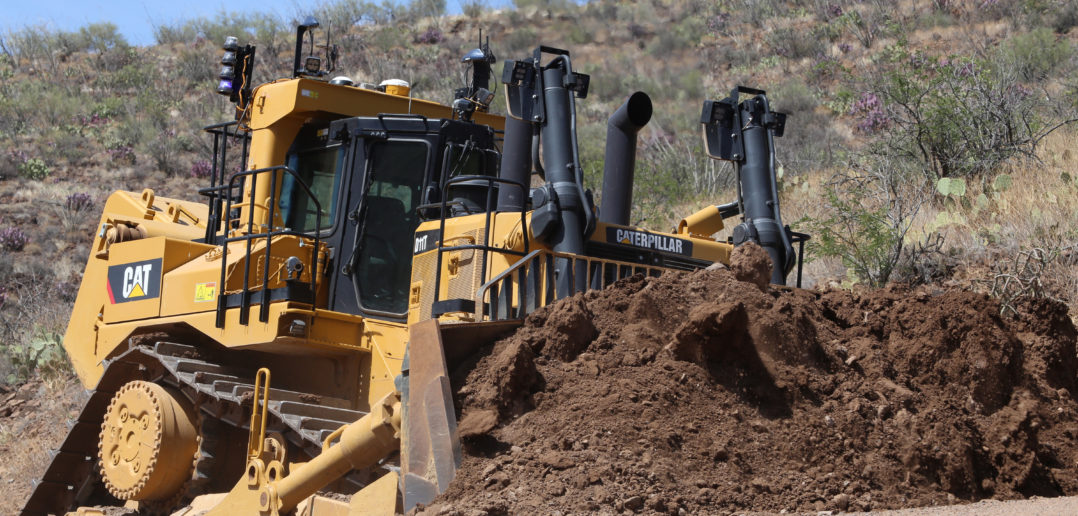 A Cat D11T operating semi-autonomously A Cat D11T operating semi-autonomously